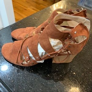 275 central new brown suede sandals lace up